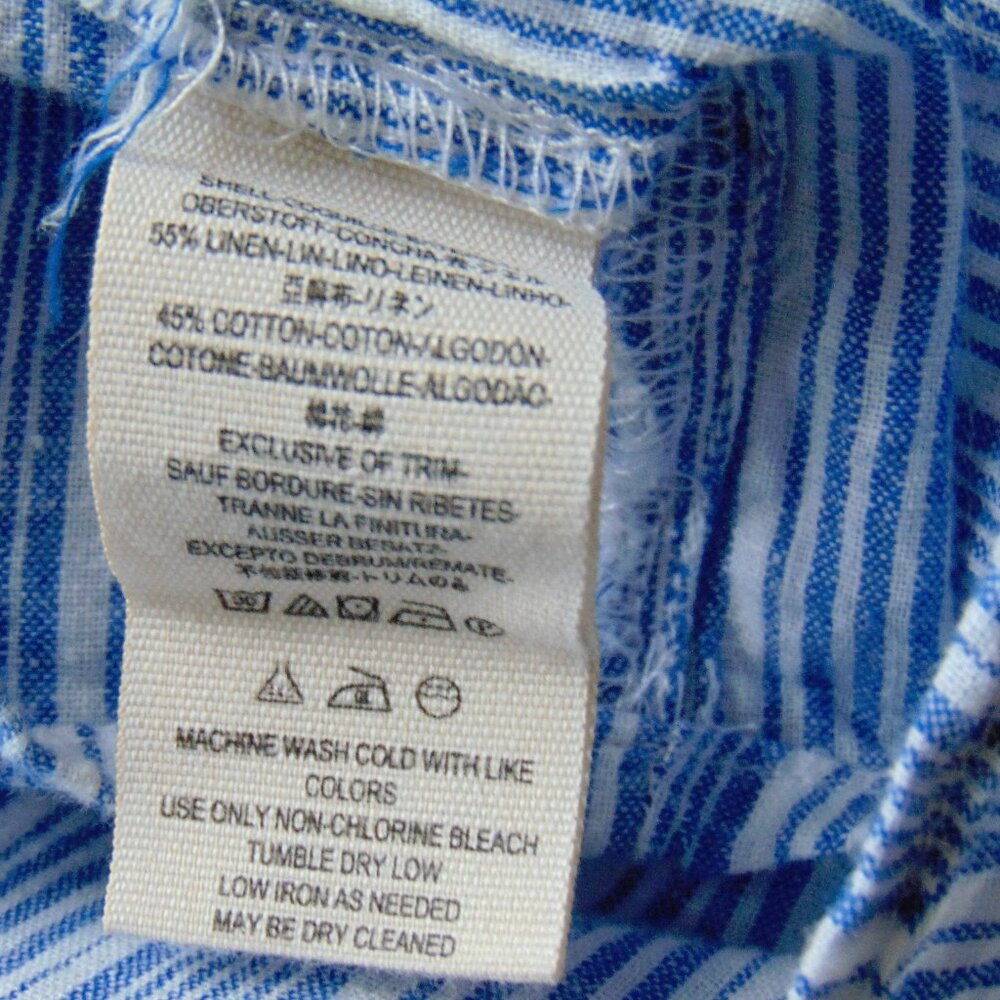 Free People Blue Striped Hello There Linen Tie Front Off Shoulder Top L - Picture 10 of 10